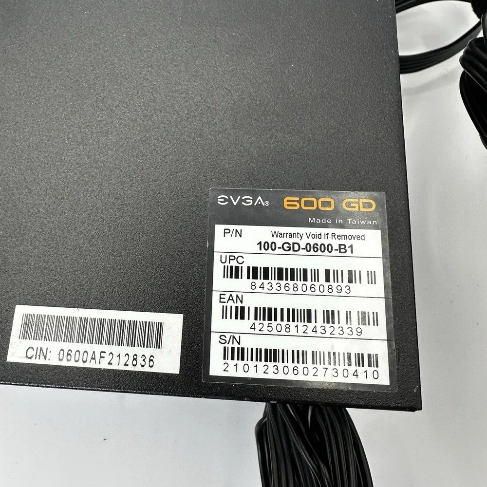 EVGA 80 Plus Gold 600 GD Power Supply‎ No Power Cord Tested Working 100/240V